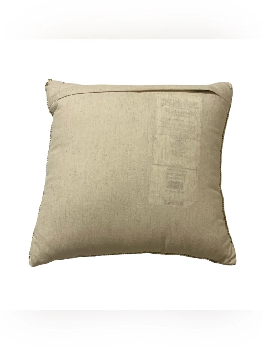 Pier 1 Beaded Metallic Decorative Throw Accent Pillow Boho Glam Cotton Linen